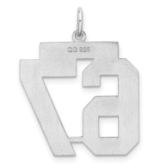 Sterling Silver, Athletic Collection Medium Polished Number 67 Pendant - Picture 3 of 5